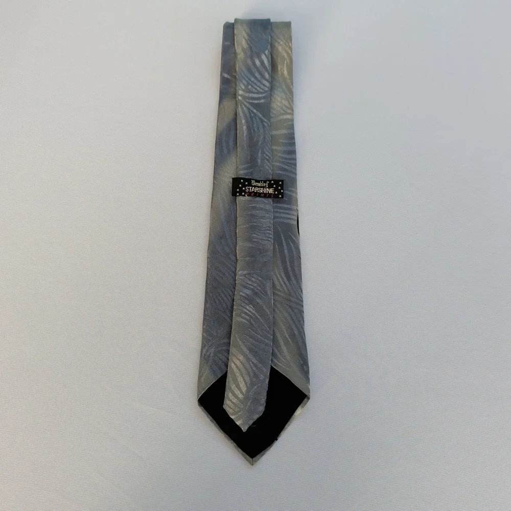 Wembley Starshine Prints Mens Neck Tie Grey Silver Blue